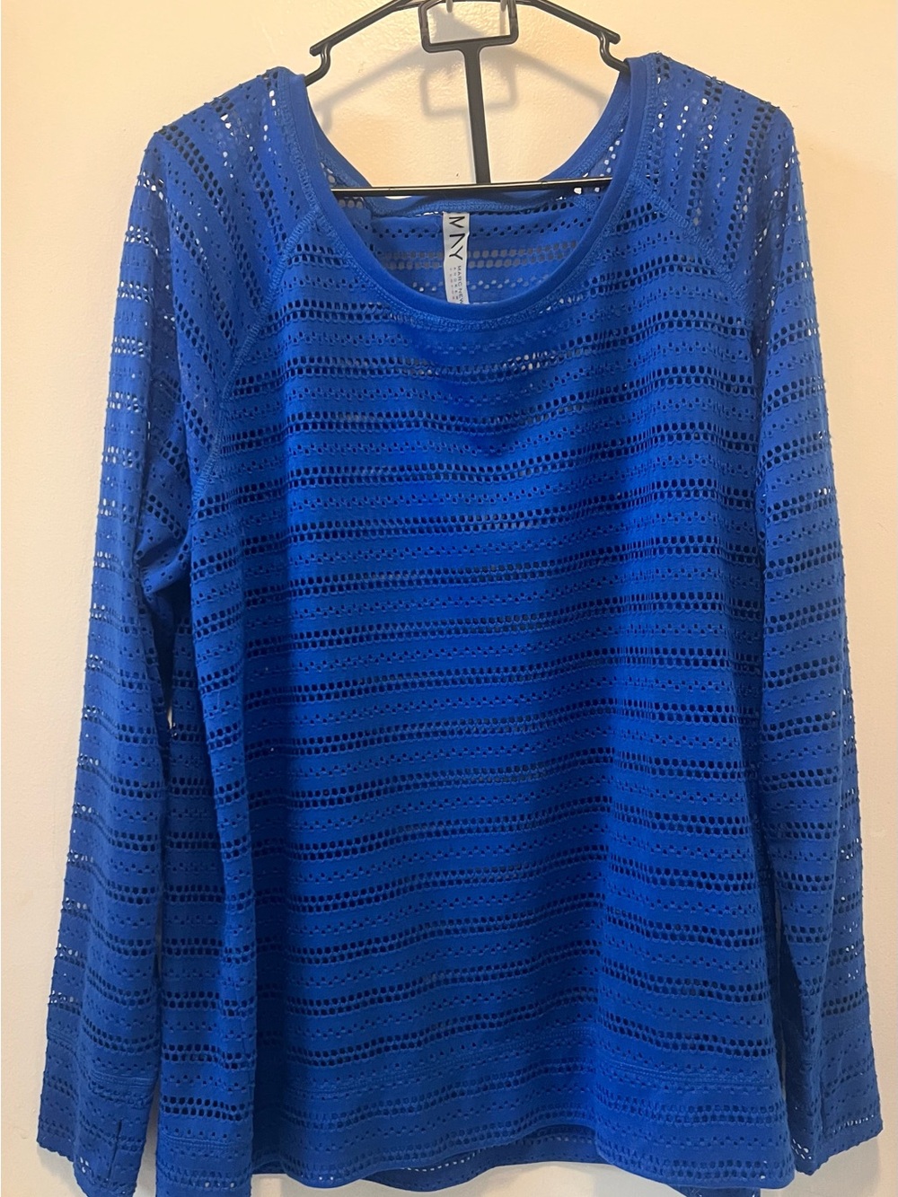 Marc New York Royal Blue Eyelet Long-Sleeve Top